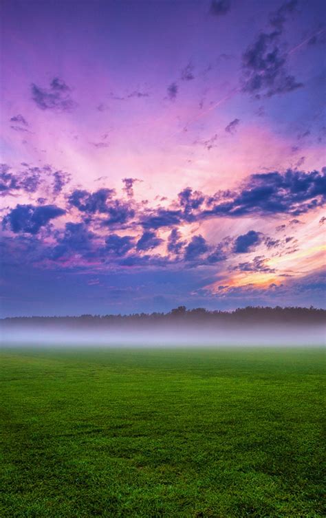 Download Wallpaper 840x1336 Cloud Over Field Fog Grassland Landscape