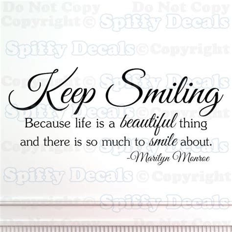 Keep Smiling Marilyn Monroe Wall Quote Etsy