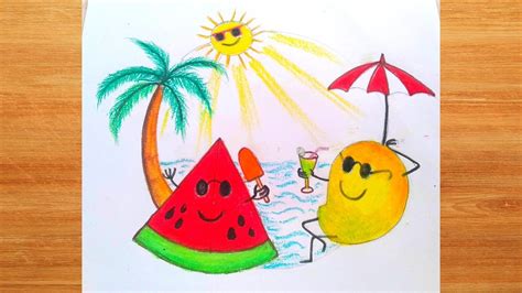 How To Draw Summer Season Ll Summer Season Drawing For Kids Ll Summer