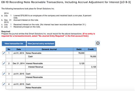 Solved E8 10 Recording Note Receivable Transactions