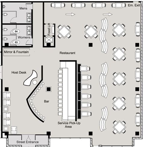 A Floor Plan For A Restaurant With Tables And Chairs