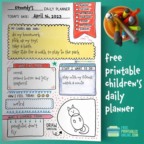 Printable Childrens Daily Planner Laptrinhx News