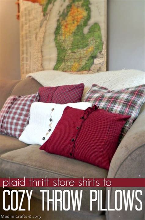 Plaid Thrift Store Shirts Into Cozy Throw Pillows Mad In Crafts