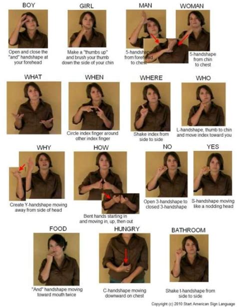 Basic Sign Language Chart Printable Pdf