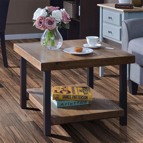 Harperandbright Designs Industrial Big Square Pine Wood Coffee Table