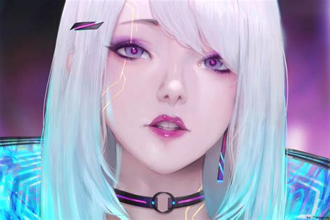 Cyberpunk Cyborg Girl Art Wallpaper