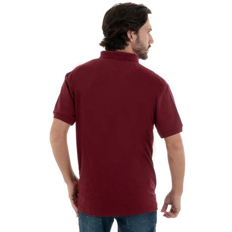 Camisa Polo Masculina Tecido Piquet Básica Lisa Várias Cores Bordô