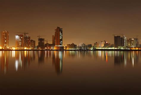 Beautiful Juffair Skyline And Reflection Bahrain Stock Image Image