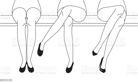 Womens Legs With Shoes Sitting With Ones Legs Crossed Outline Stock
