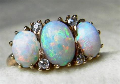 Opal Ring 225 Ct Opal Engagement Ring Australian Blue Opal Ring 1920s