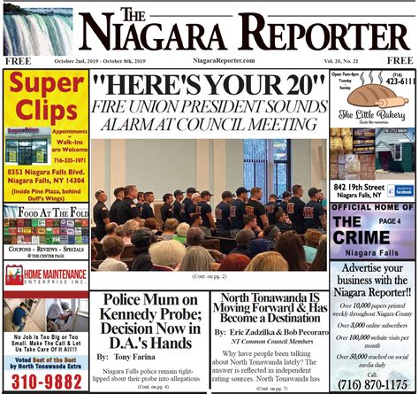 October 2nd, 2019, Edition of the Niagara Reporter Newspaper - The Niagara Reporter