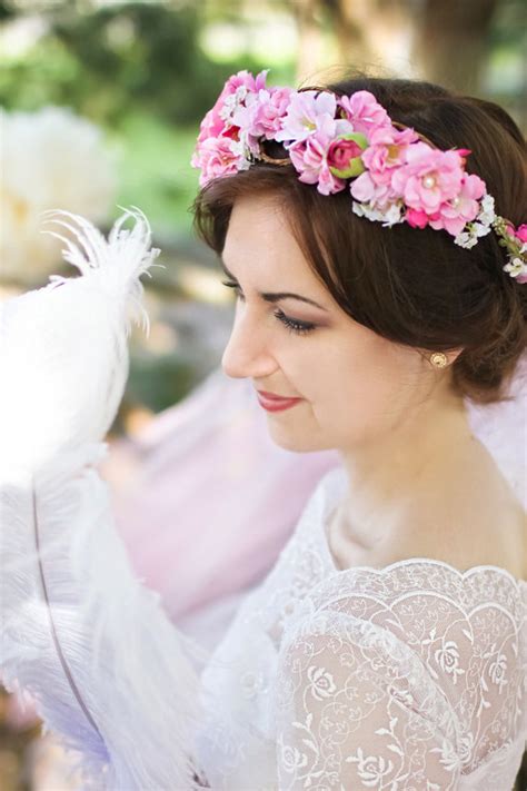 Garden Wedding Bright Pink Flower Crown 2228728 Weddbook