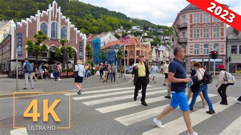 Bergen Norway 🇳🇴 Street Walk City Tour 4k Summer Europe