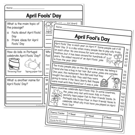 Spring Pack April Fools Day Reading Passage Lucky Little Learners
