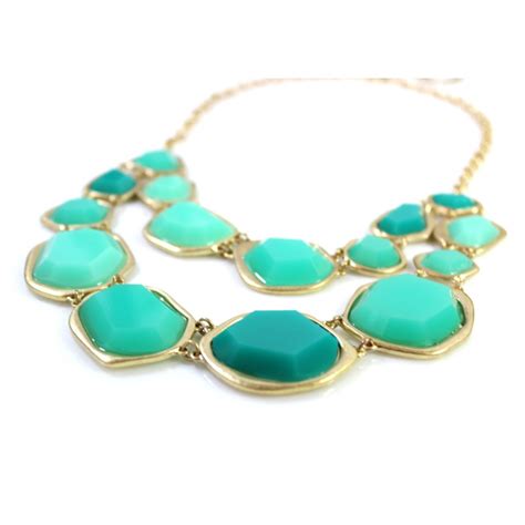 Seafoam And Turquoise Geo Stone Fragment Double Row Statement Necklace