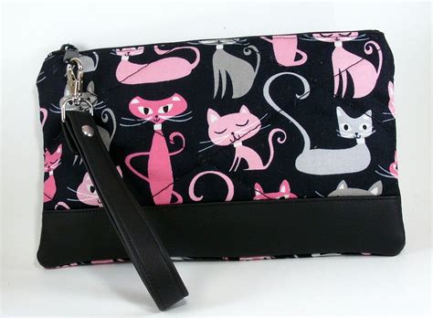 Excited to share the latest addition to my #etsy shop: Cat Bag, Diva Cats, Black Wristlet https ...