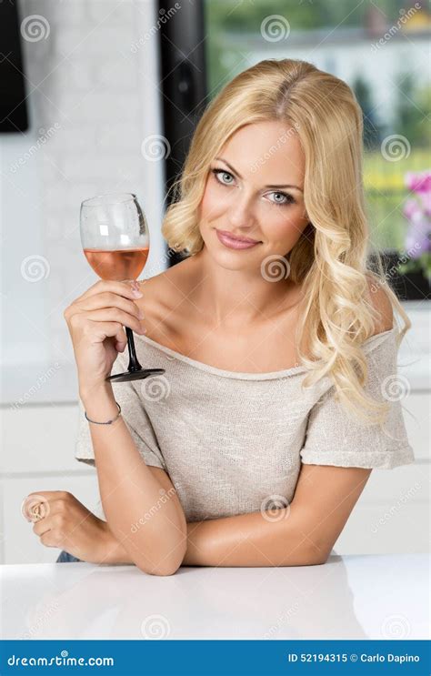 Girl With Glass Of Wine Posing Stock Image Image Of Drink Glass