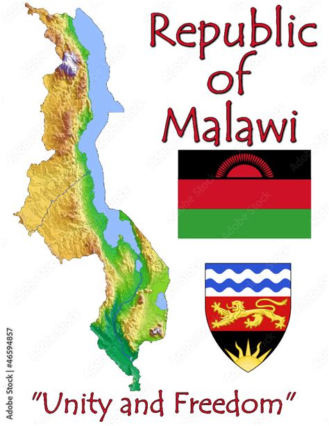 Malawi Africa National Emblem Map Symbol Motto Stock Vector Adobe Stock