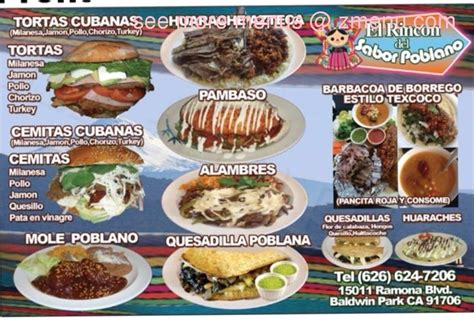 Online Menu Of El Rincon Del Sabor Poblano Restaurant Baldwin Park