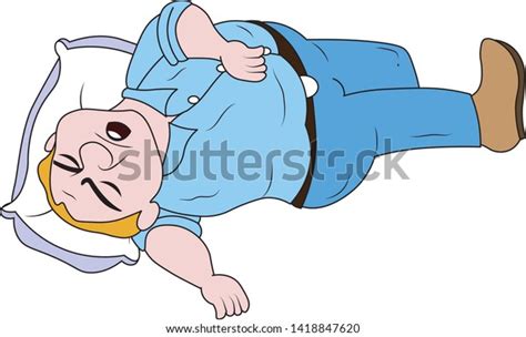 Illustration Fat Man Sleeping Deeply On Stock Vector Royalty Free