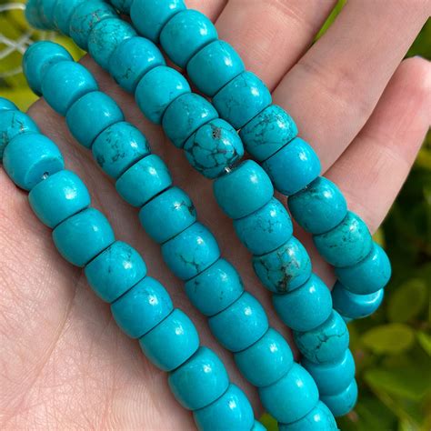 Blue Turquoise Column Beads Grade A Natural Gemstone Loose Beads