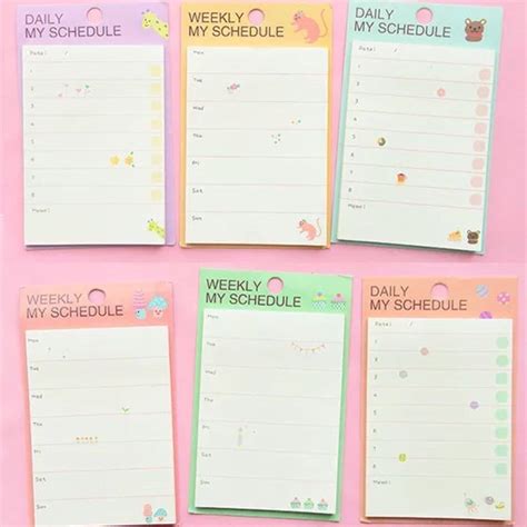 Daily Weekly Sticky Schedule Pads Etsy In 2021 Sticky Notes Weekly