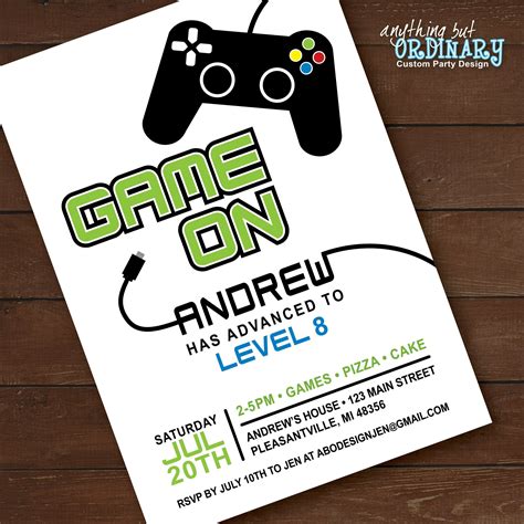 Free Printable Gaming Party Invitation Template