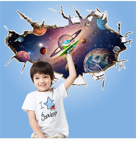 Comparison shop for solar garden decor home in home. 3d Effect Astronauts Nursery Layout Solar System Wall ...