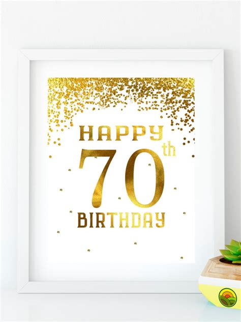 Happy Birthday 70 Printable 70th Birthday Decor 70th Birthday Etsy