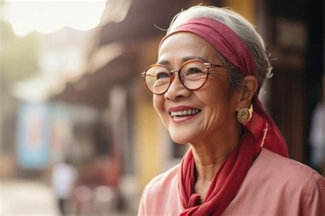 Premium Ai Image A Woman With Glasses And A Red Scarf