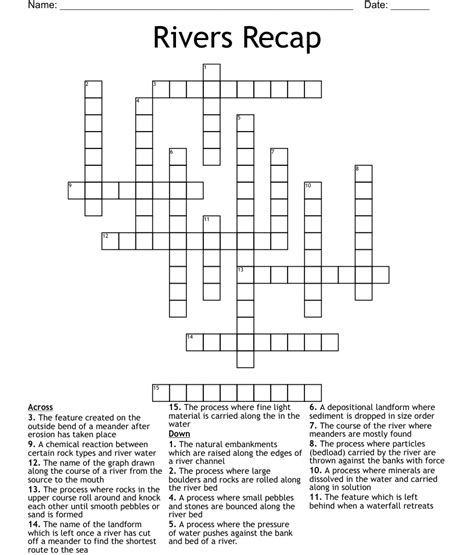 Rivers Recap Crossword Wordmint
