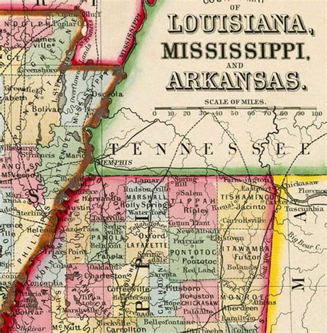 Arkansas Map Louisiana Map Mississippi Map Fine Print On Etsy