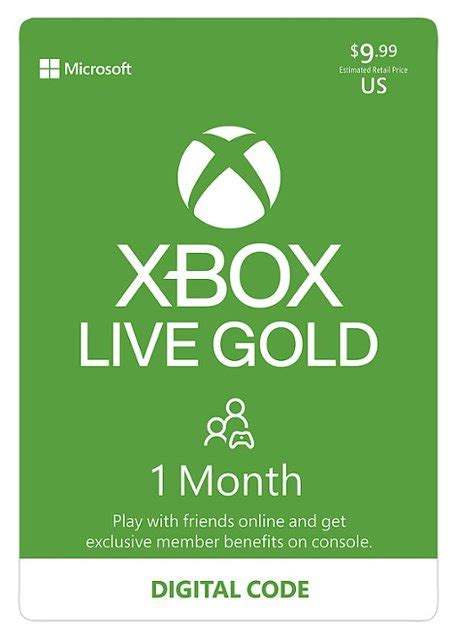 Microsoft Xbox Live 1 Month Gold Membership Digital Digital Item