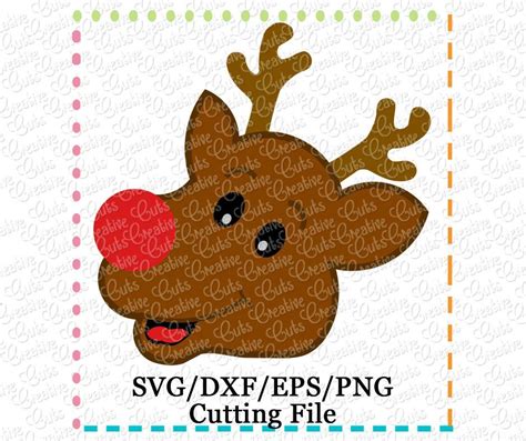 Rudolph Reindeer Cut File SVG DXF EPS Creative Appliques
