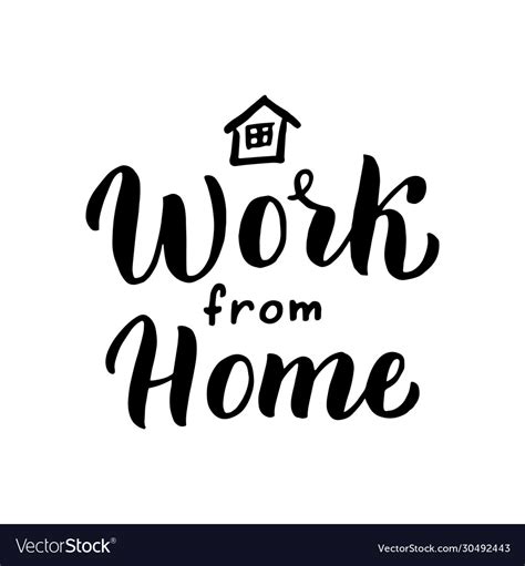 Work From Home Lettering Text Home Office Vector Image