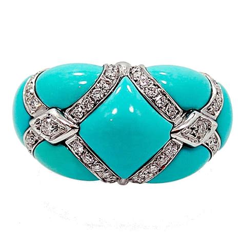 Turquoise Diamond Gold Ring Turquoise Rings Turquoise Stone