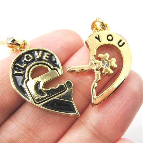 Couples 2 Piece Heart Shaped I Love You Lock And Key Pendant Necklace On Storenvy