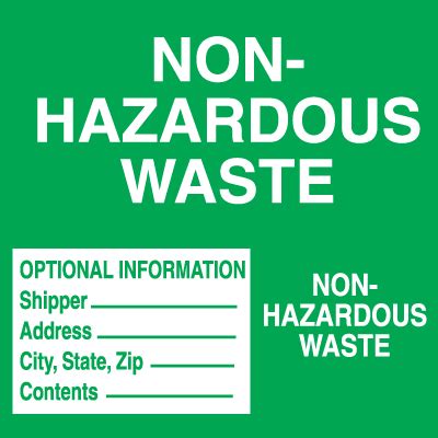 Hazardous Waste Labels Non Hazardous Waste Emedco