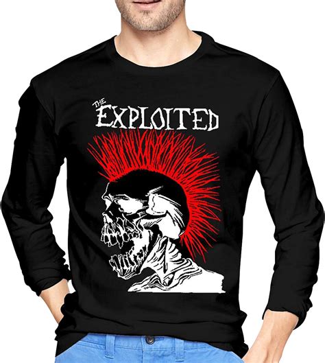 Oopl The Exploited Fashion Mens Cotton Long Sleeve T Shirts Black