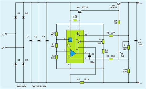 Circuit diagram and working explanation. 1V-27V 3A Variable DC Power Supply Circuit Diagram - Power ...
