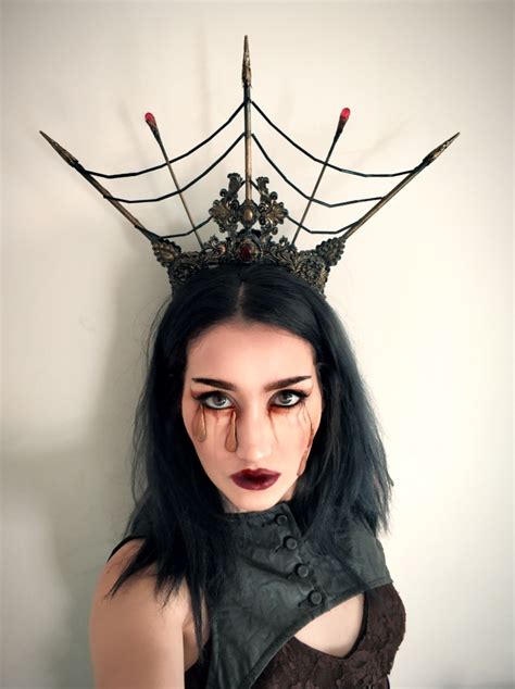 Spider Queen Festival Crown Gothic Headdress Headband Etsy In 2020 Spider Queen Goth