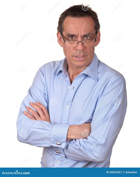 Frowning Surprised Man Looking Over Glasses Stock Image Image Of