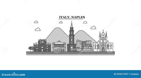 Italy Naples City Skyline Isolated Vector Illustration Icons Stock