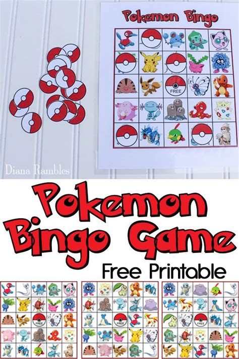 Free Pokémon Go Bingo Game Printable Pokemon Birthday Party Pokemon