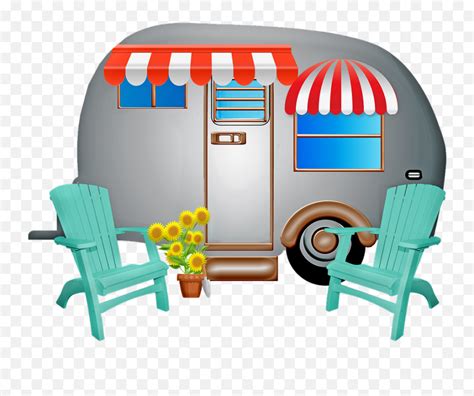 Caravan Trailer Vintage Clipart Cartoon Caravan Emojitravel Trailer