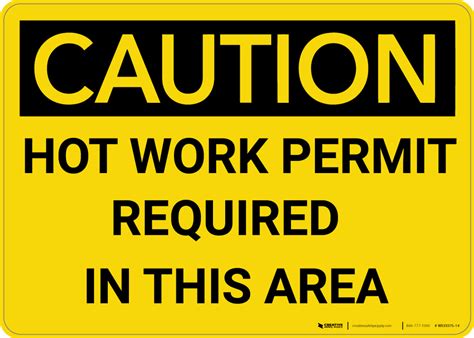 Caution Hot Work Permit Required In This Area Wall Sign Creative