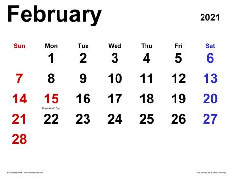 Feb 2021 Calendar Template Calendar Design