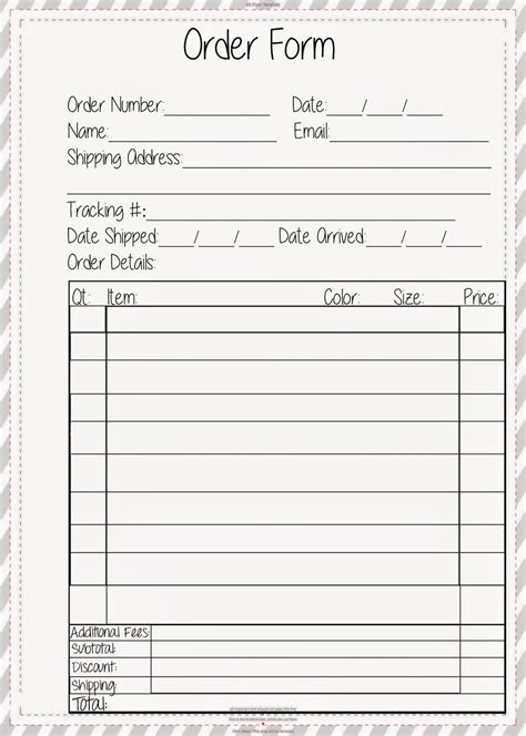 Printable Order Forms