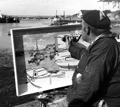 Black And White Photo Of Painter Painting On Quayside Photo Zen