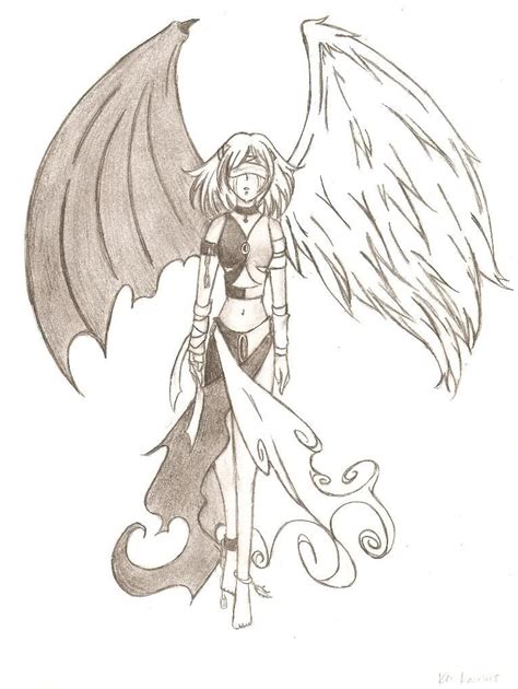 Half Angel Half Demon Face Drawing